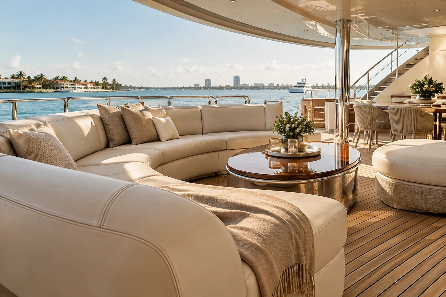 fitted cream boat seating
